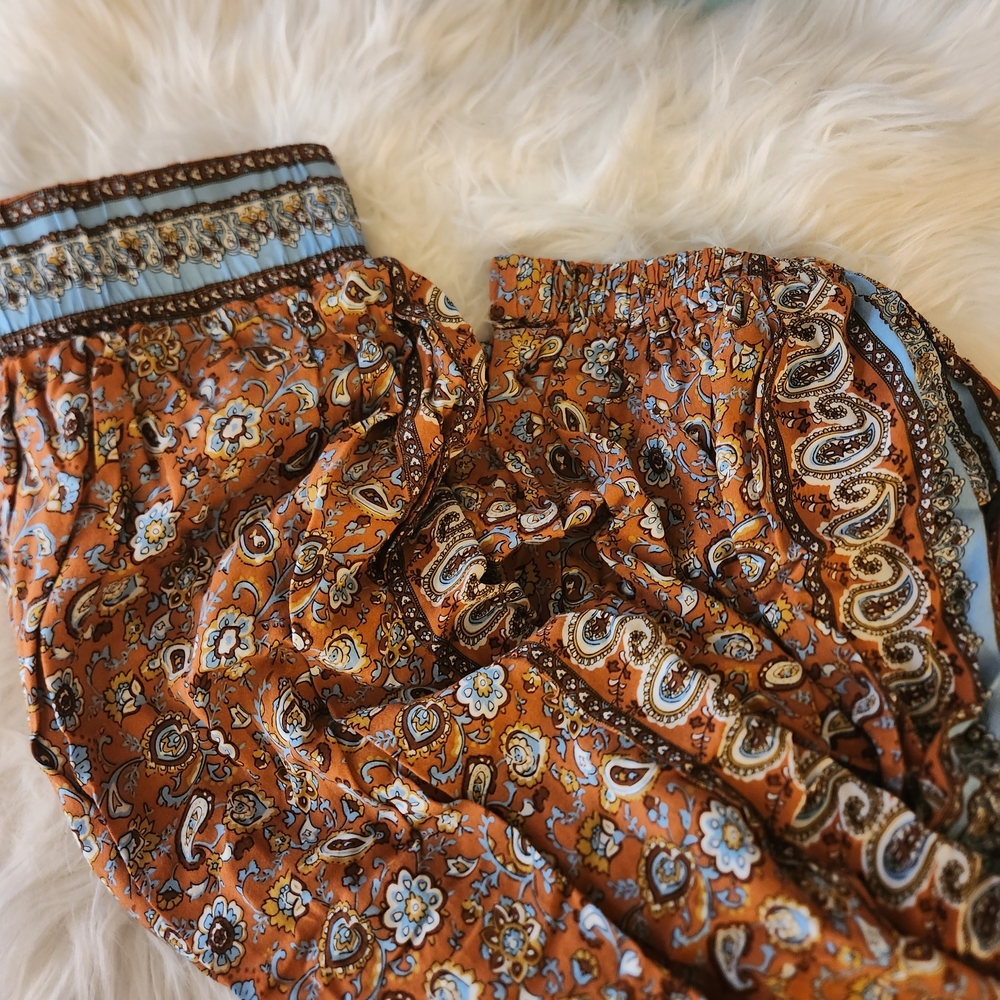 City Chic Paisley Print Skirt in Orange and Blue